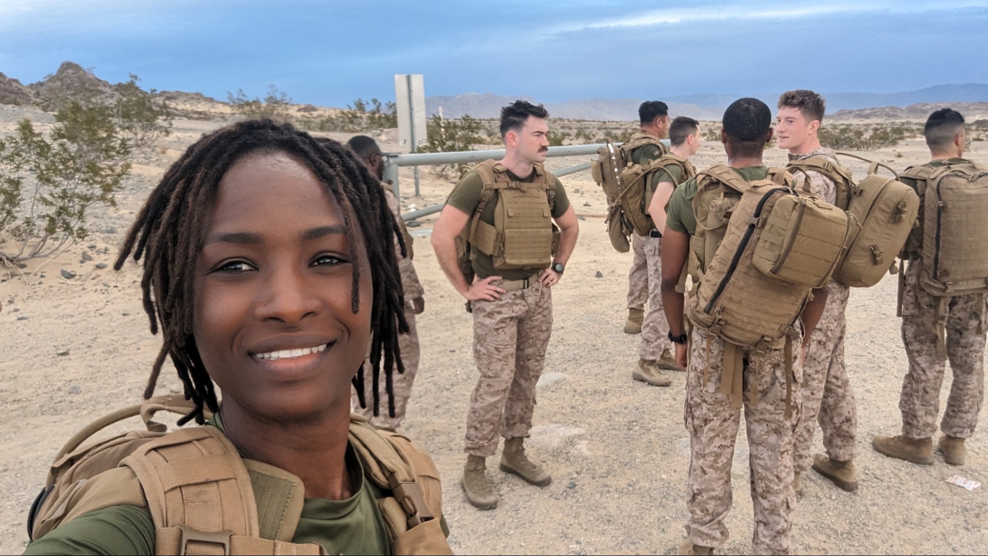 The only female embedded with the Marine infantry in the field.